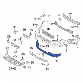Front bumper lower part Ford Explorer 16-17 rest