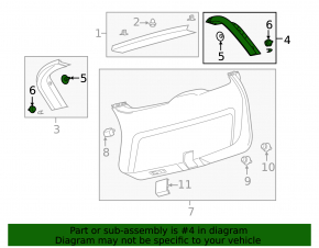 Left tailgate trim for Lincoln Corsair 20-26