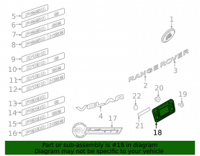 Land Rover Range Rover Velar 18-23 tailgate number plate