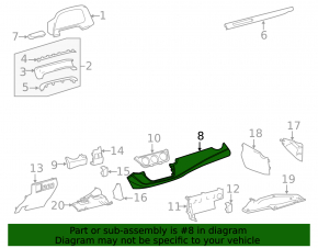 Right lower front panel trim for Toyota Rav4 16-18, black leather, with Start-Stop