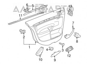 Door trim panel, rear left, VW Jetta 11-18 USA, black with beige inserts