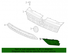 Lower grille front bumper left VW Tiguan 18-21 for parking sensors