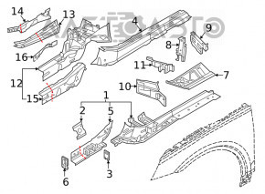 Front left quarter panel for Audi Q5 80A 18-24 on the body, red