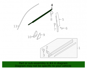 Door-glass molding, central front right, Audi Q3 83A 19-25 chrome