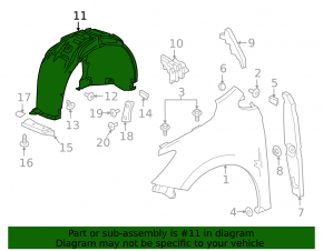 Front left fender liner Chevrolet Cruze 16-