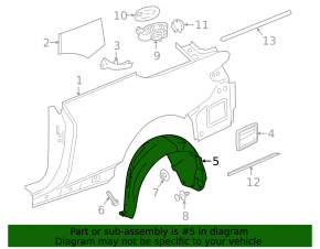 Rear right fender liner Mercedes S-class W222 63/65 AMG 17-20 coupe, AMG pkg