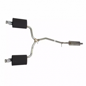 Exhaust line muffler assembly with barrels left right Ford Explorer 11-15 3.5