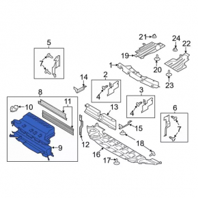 Radiator Deflector Blinds Assembled Ford Escape MK3 13-16 1.6T, 2.5 Without Engine