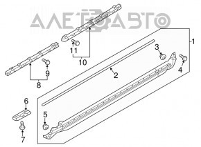 Left side sill for Volvo XC90 16-26 with seal, white, scratches, tears, broken mount