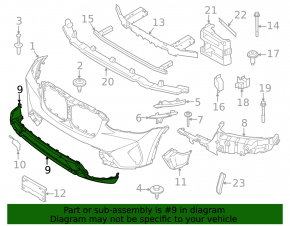 BMW X3 G01 22-24 Front Bumper Lip, Structure, for Parking Sensors
