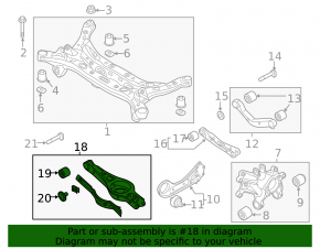 Lower control arm under the rear right spring, Hyundai Sonata 16-19 hybrid