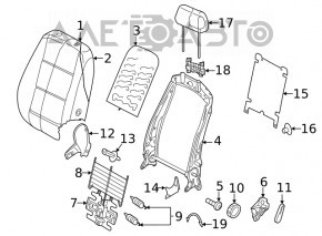 Passenger seat VW Tiguan 18-21 without airbag, gray cloth