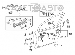 Front left door lock Lexus ES 19-22 with cables