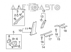 Rear left outer door sill plate for Acura MDX 2007-2009, chrome