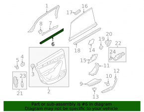 Inner rear right window seal for Audi A4 B8 08-16