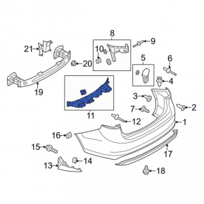 Rear bumper mount central Ford Fiesta 14-19 rest 4d