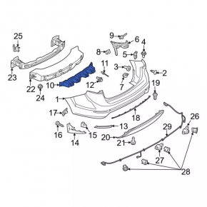 Rear bumper mount central Ford Fiesta 14-19 rest 4d
