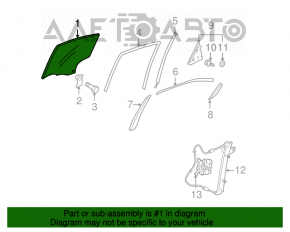 Rear left door glass Mazda3 03-08 HB