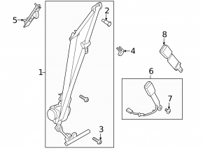 Passenger seat belt Ford Fusion mk5 17-20 gray, with tensioner