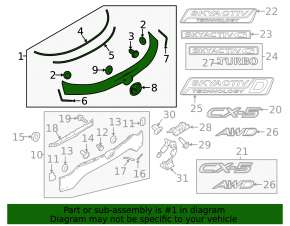 Upper trunk door molding for Mazda CX-5 17-25 with emblem, under glass
