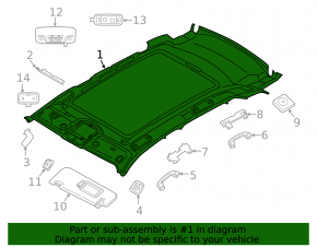 BMW X5 G05 19-23 headliner for panoramic windows, black, dented, scratched, needs cleaning