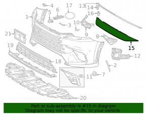 Lexus TX 24-25 F Sport front bumper upper molding