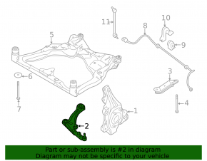 Lower control arm, front left, Nissan Murano 09-14