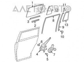 Door glass triangle rear left Toyota Highlander 08-13