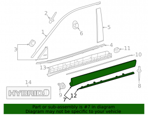 Toyota Highlander 2021-2025 lower front left door trim panel, exterior, with chrome molding, XSE