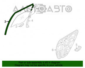 Rear left glass seal Hyundai Azera 12-17