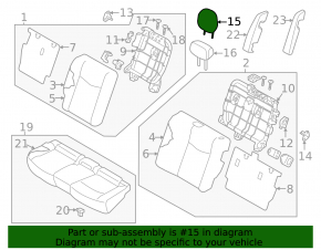 Nissan Leaf 18-22 rear left headrest, black cloth