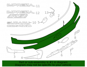 Subaru Impreza 24-26 trunk lid trim