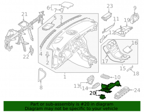 Mercedes C-class W205 15-18 driver's footwell front panel trim, black