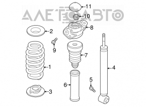 Rear right spring VW Passat b8 16-19 USA stiffness white, blue, yellow