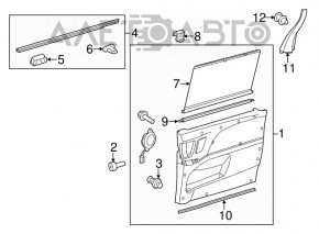 Door trim panel, rear right, Toyota Sienna 11-14, gray