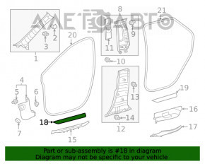 Lexus RX350 RX450h 16-22 black outer front right door sill plate
