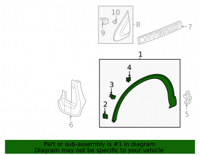Front right fender arch trim for Honda CRV 17-22, structure, scratches