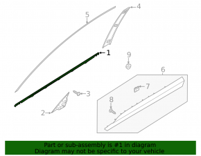 Door-glass molding, central front left, Hyundai Palisade 20-25