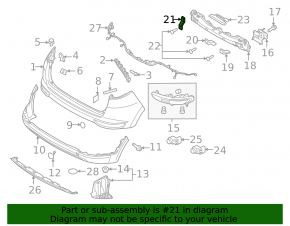 Upper left rear bumper mount on the Kia Sportage 17-19