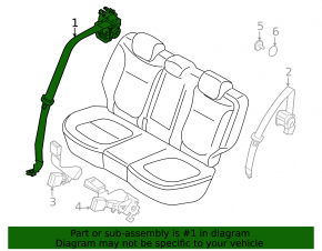 Seat belt rear right Kia Niro 23- black