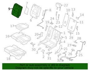 Rear seat backrest, 2nd row, left, Porsche Cayenne 19-26, with airbag, black perforated leather, Comfort, with runners and a black seat belt, heated, dented, scratches