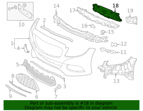 Front Bumper Absorber Central Mercedes C-class W205 15-18 for Radar