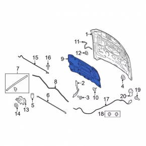 Ford Mustang mk6 hood insulation 2015-2017