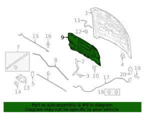 Ford Mustang mk6 hood insulation 2015-2017