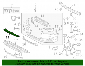 Front bumper trim for Audi A6 C7 16-18 rest.