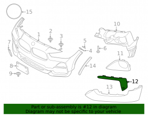 Left front bumper molding for BMW X2 F39 2018-2023. Cover & components, with Auto Park.