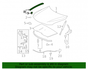 Hood-wing seal left Toyota Camry v40