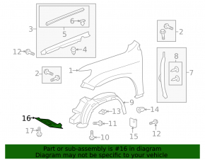 Front right lower fender liner for Lexus LX570 08-15