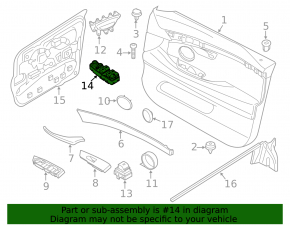 Front left window lift control BMW 5 F10 10-16
