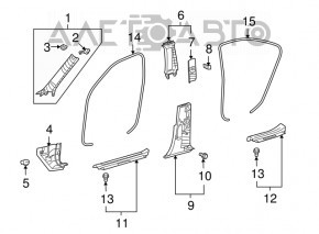 Left front pillar trim for Lexus LS460 LS600h 07-09, gray